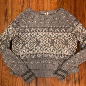Aeropostale Grey & White Fair Isle Knitted Sweater